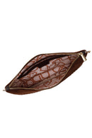 Woman Brown Chain Strap Braided Clutch Bag | Derimod