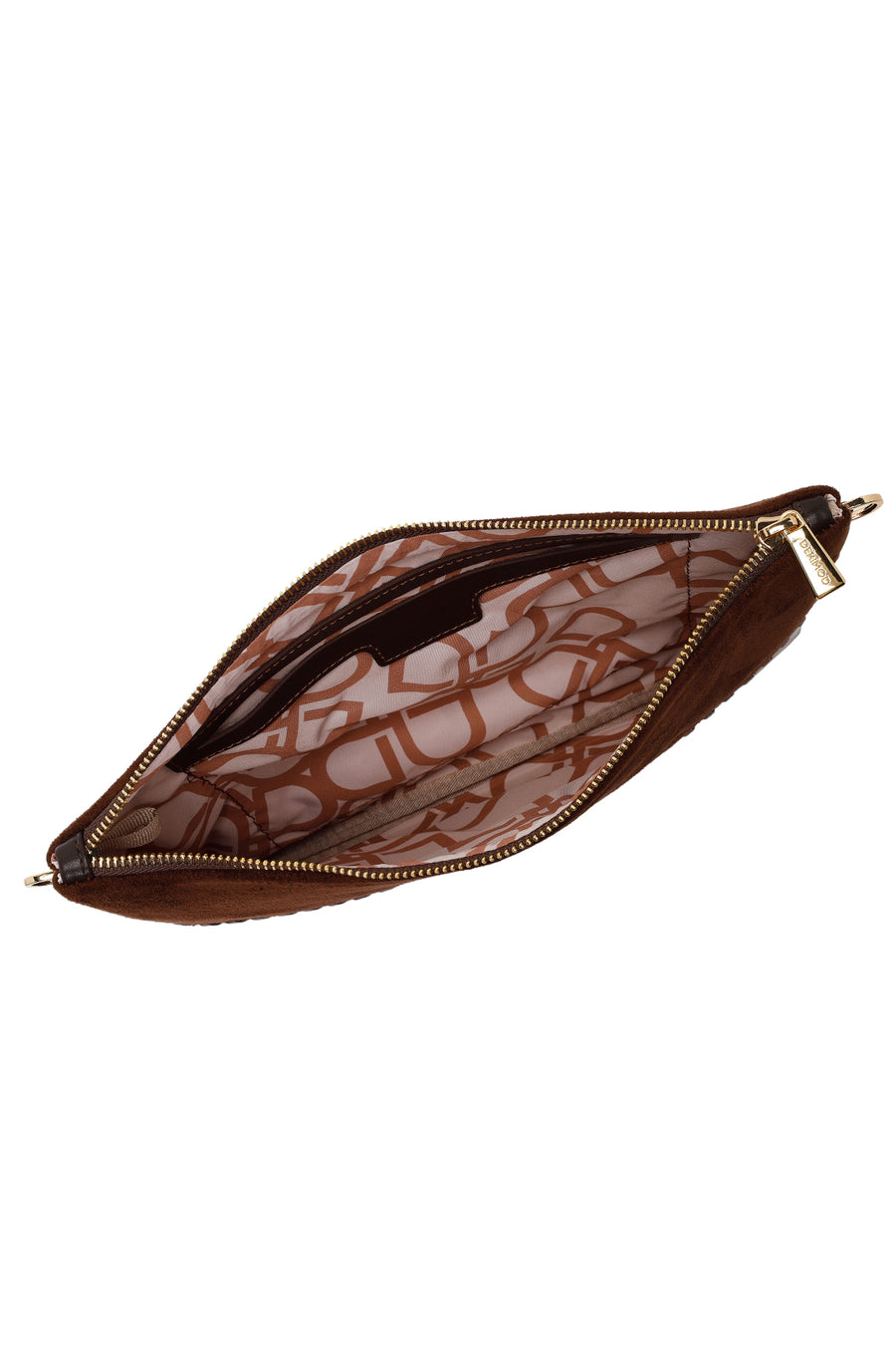 Woman Brown Chain Strap Braided Clutch Bag