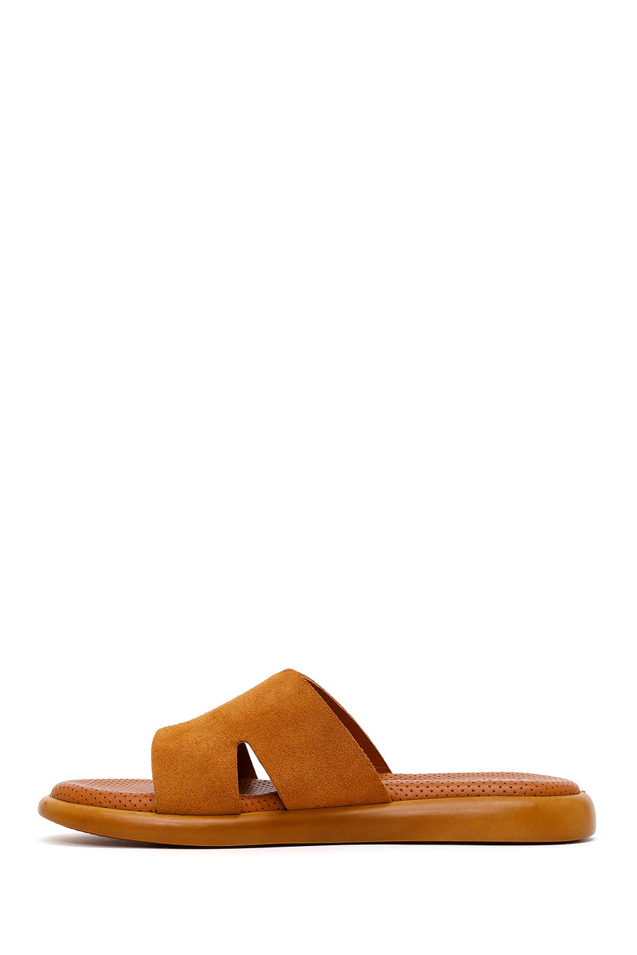 Woman Tan Suede Leather Slippers