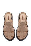 Woman Beige Suede Leather Sandals | Derimod