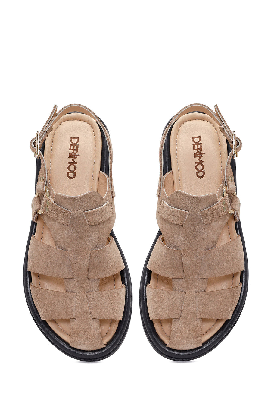 Woman Beige Suede Leather Sandals