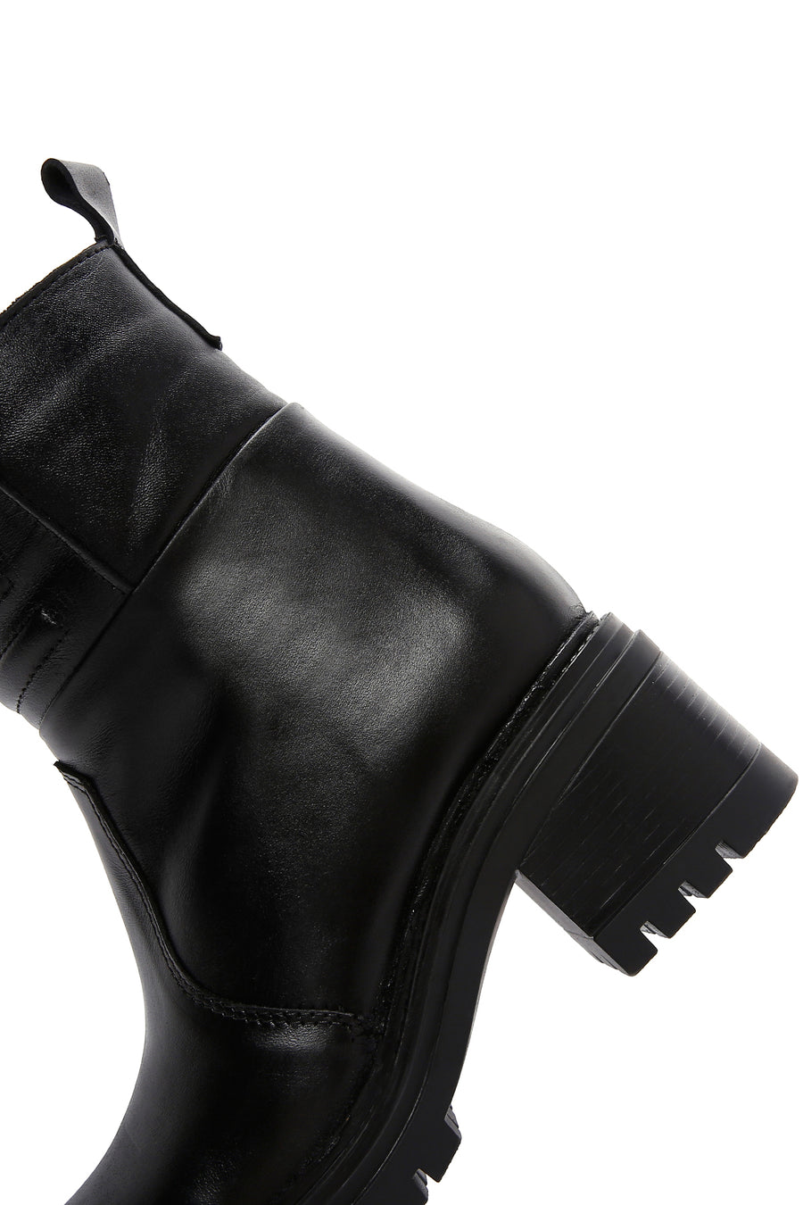 Women's Black Leather Zippered Heeled Boots