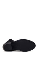Woman Black Short Chunky-Heel Suede Cowboy Boots | Derimod