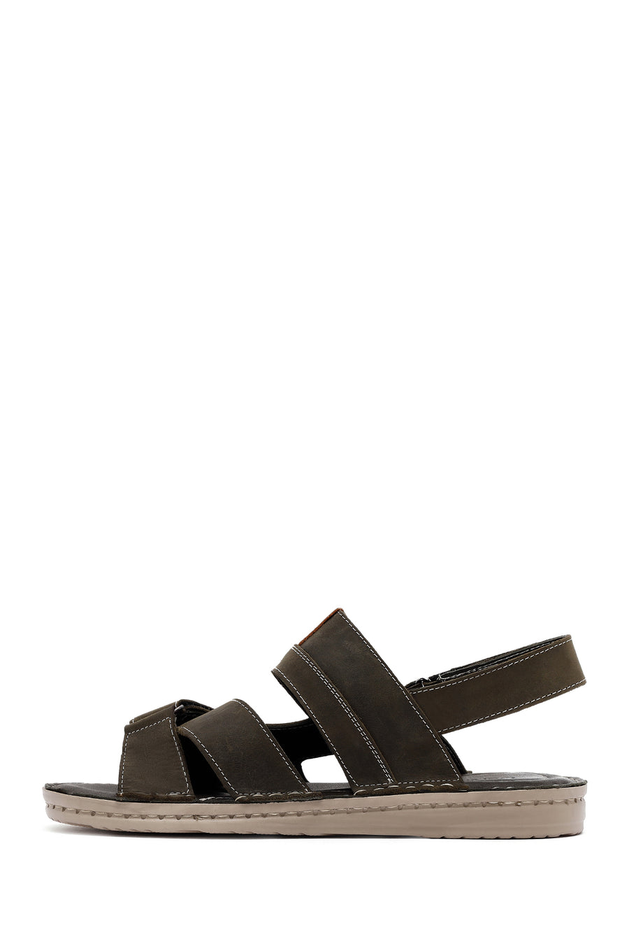 Men's Khaki Strappy Leather Sandals