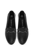 Woman Black Buckled Wedge Heel Leather Loafer | Derimod