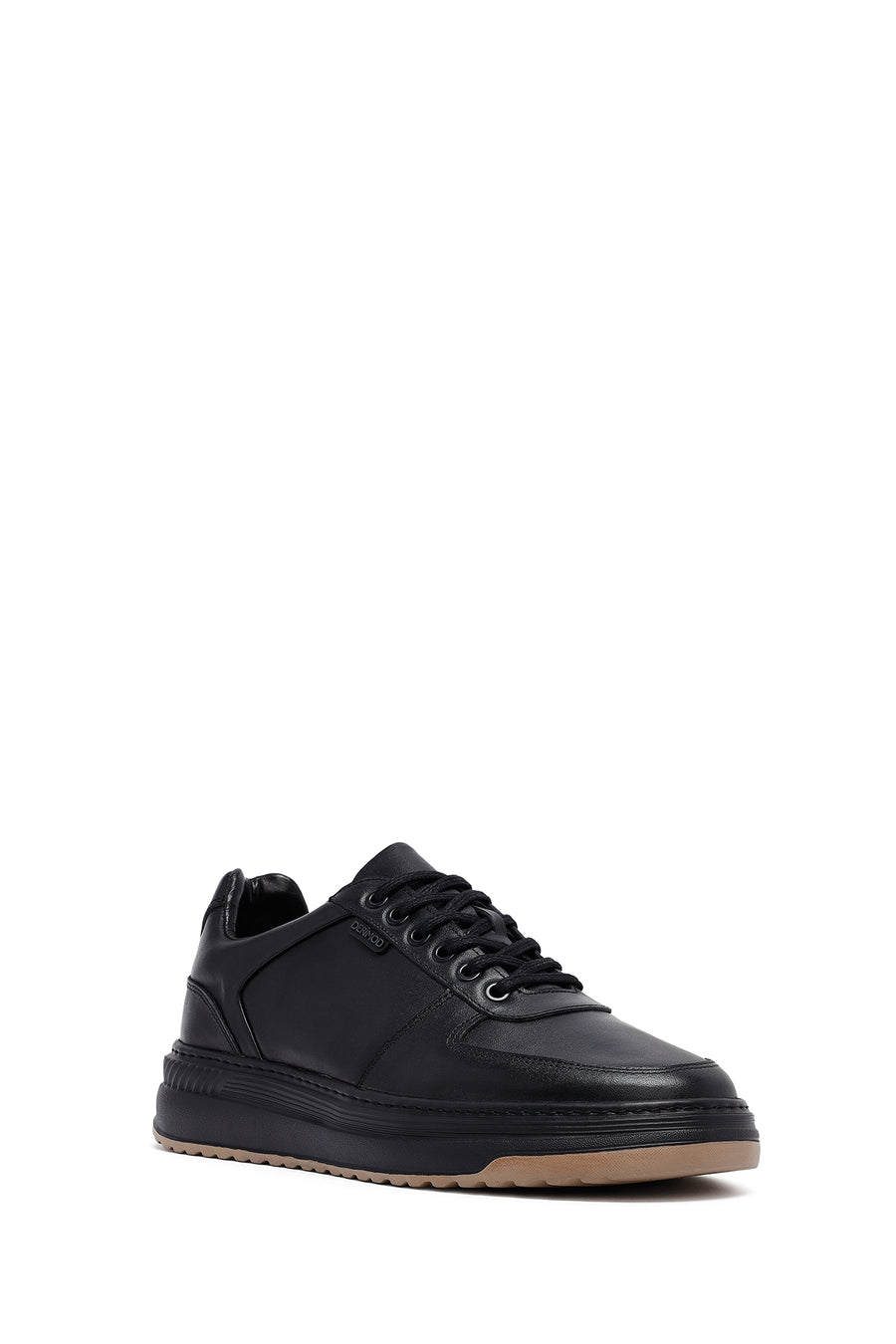 Erkek Siyah Bağcıklı Deri Sneaker