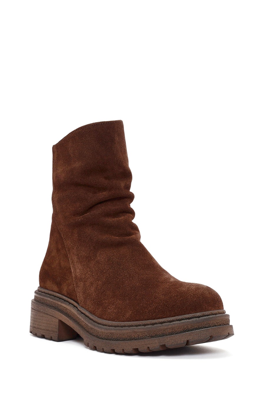 Woman Brown Zippered Suede Leather Boat