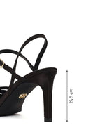 Woman Black Ankle-Buckle Thin-Heeled Sandal | Derimod