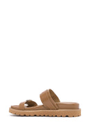 Women's Brown Double Buckled Thick Soled Slippers | Derimod