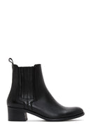 Woman Black Chunky Heels Leather Chelsea Boots | Derimod