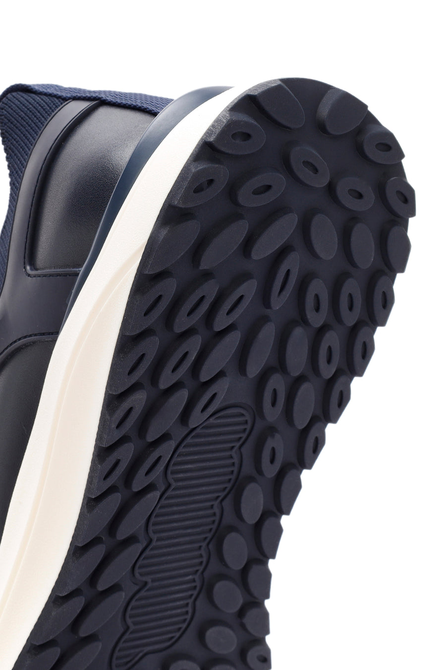Erkek Lacivert Bağcıklı Deri Sneaker