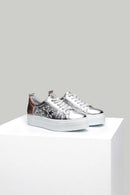 Star Detailed Silver Women's Leather Sneaker | Derimod