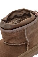 Women's Powder Pink Thick-Soled Suede Leather Teddy Boots | Derimod