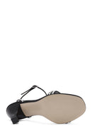 Women's Black Ankle Buckle Stoned Thin Heel Sandals | Derimod