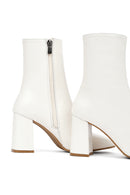 Women's Cream Zippered Thick Heeled Leather Boot | Derimod