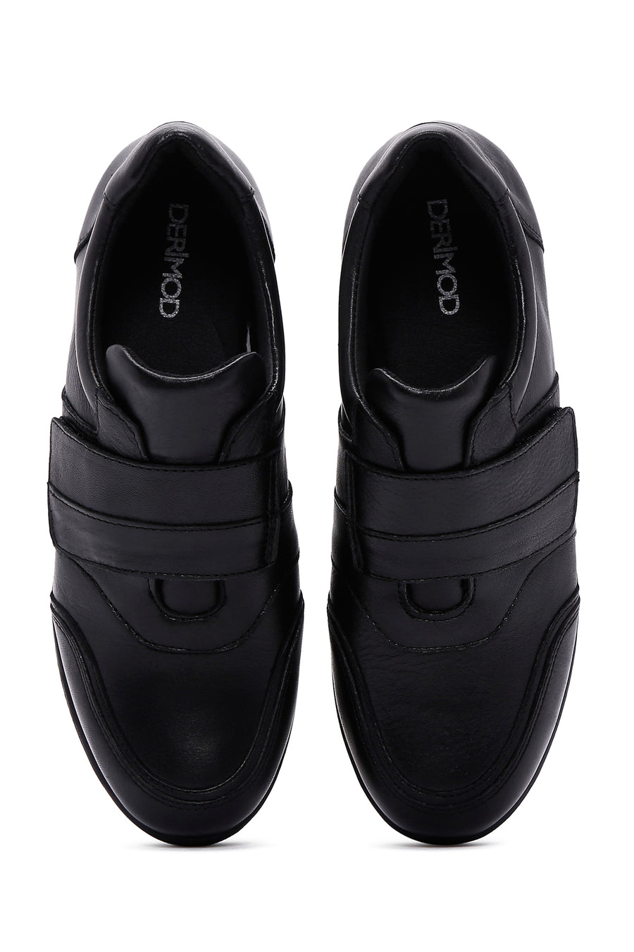 Women's Black Leather Wedge Heeled Comfort Shoes