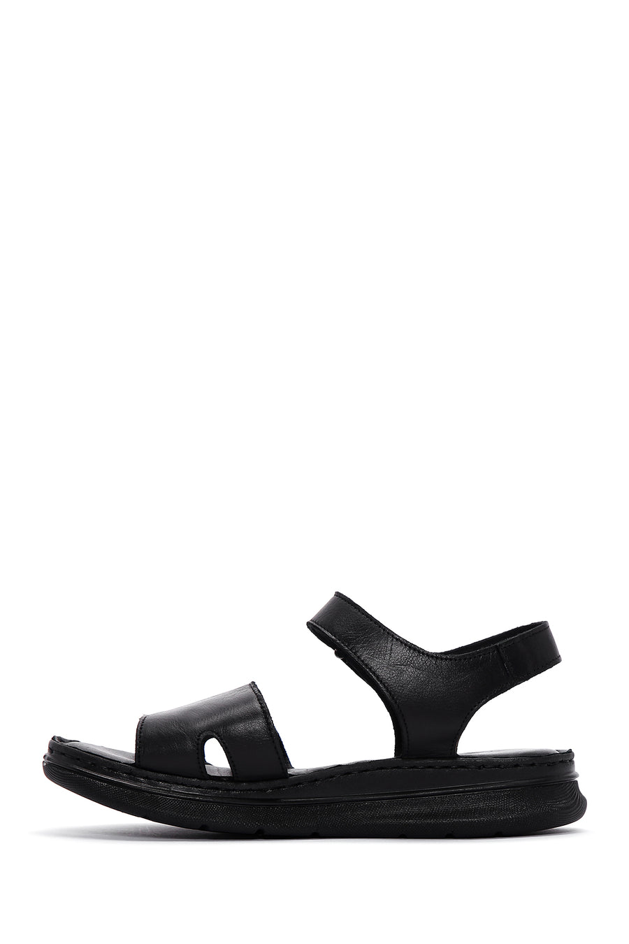 Kadın Siyah Deri Comfort Sandalet
