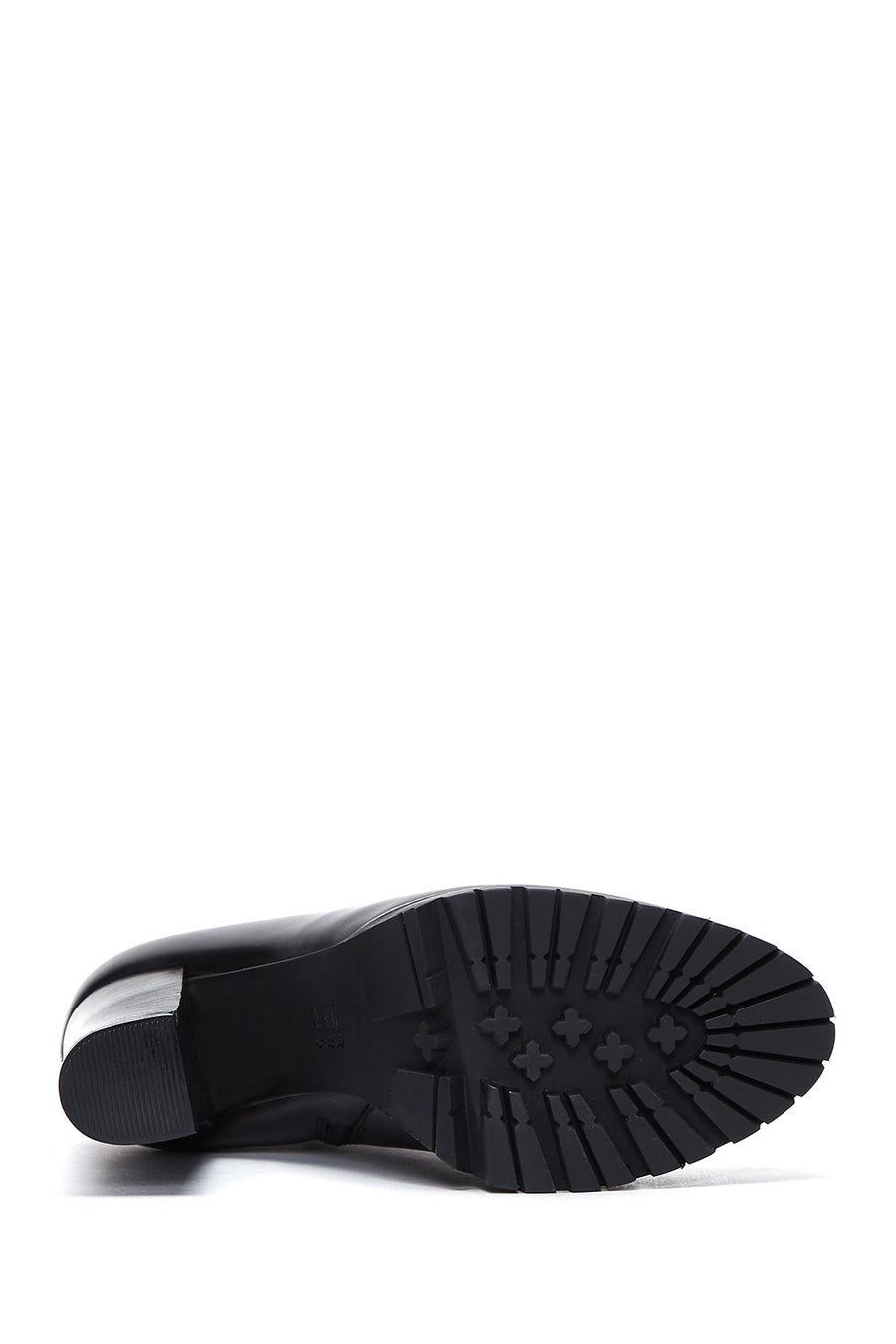 Women's Black Leather Platform Heeled Boots