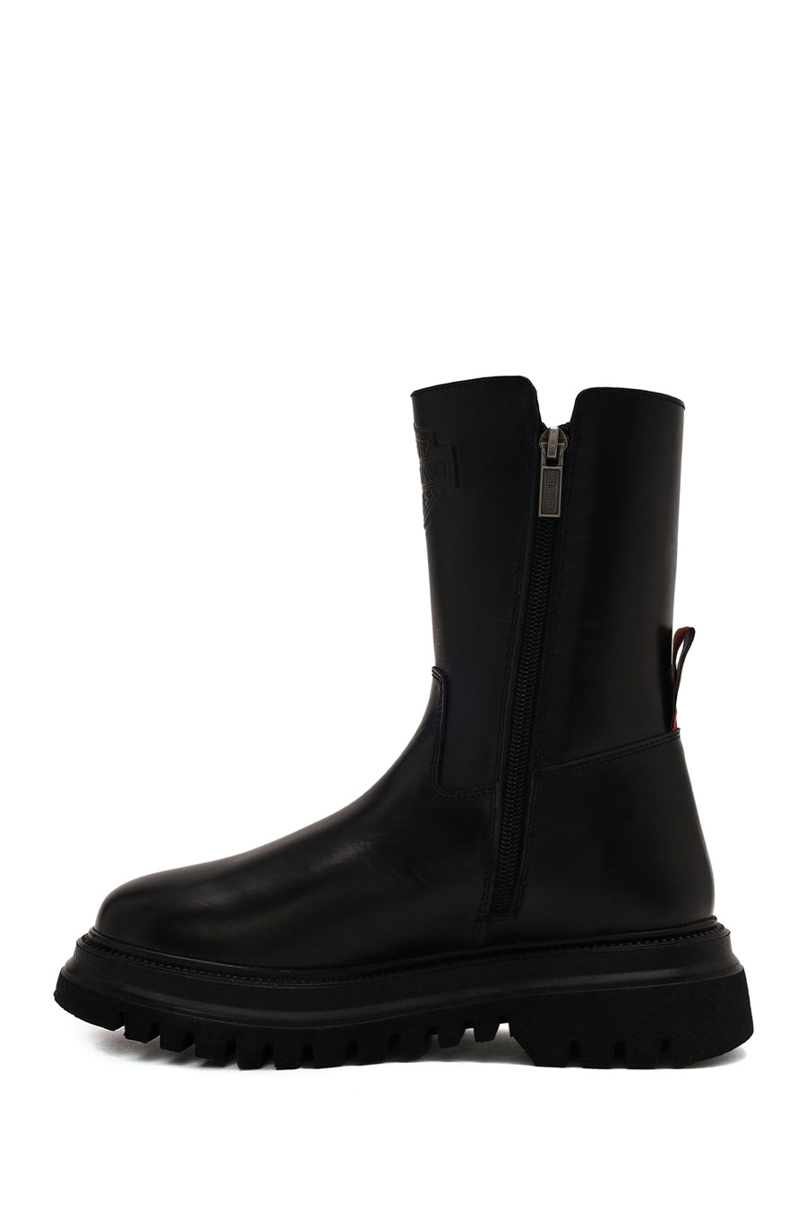 Harley Davidson Woman Black River Zip Closure Thick-Soled Leather Boots