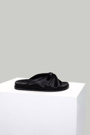 Women's Black Faux Leather Slippers | Derimod