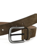Male Khaki Suede Belt | Derimod