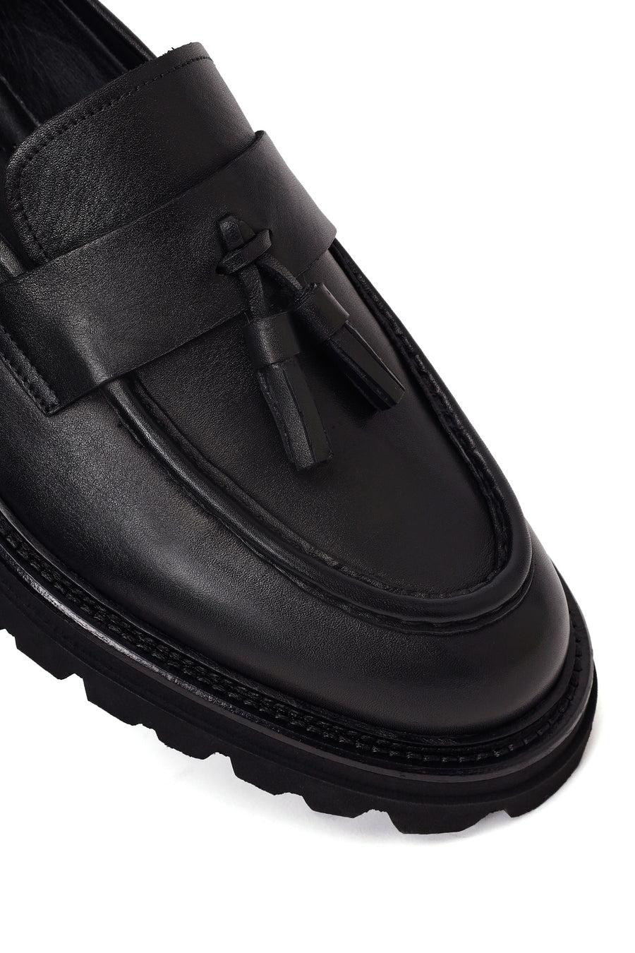 Erkek Siyah Püsküllü Deri Casual Loafer