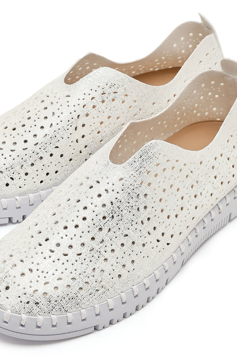 Woman White Fabric Comfort Shoes