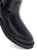 Woman Black Zippered Leather Boat | Derimod