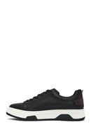Erkek Siyah Bağcıklı Kalın Tabanlı Deri Sneaker | Derimod