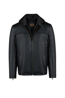 Romeo Male Black Hooded Leather Coats | Derimod