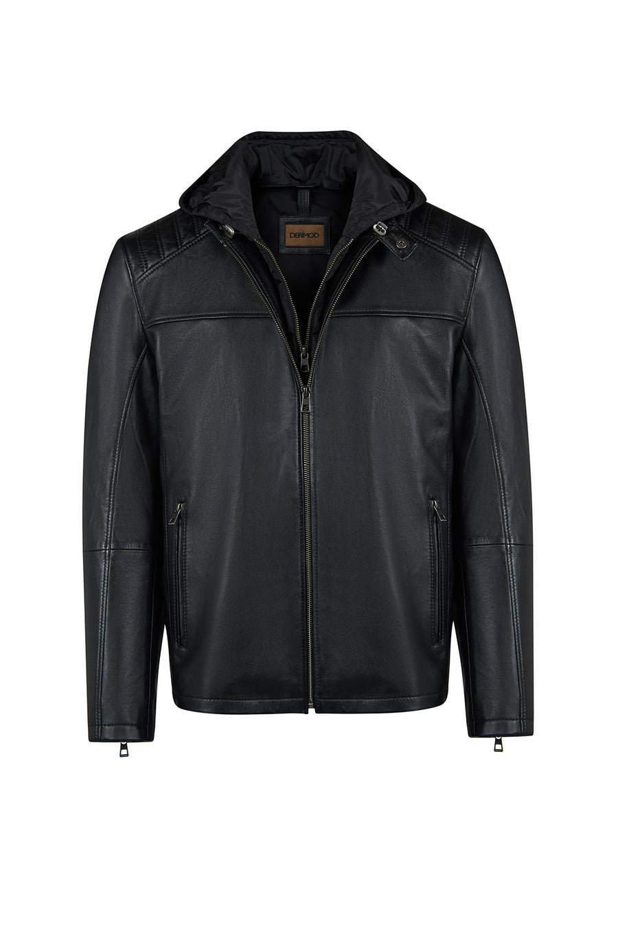 Romeo Male Black Hooded Leather Coats 26WGE66421M | Derimod