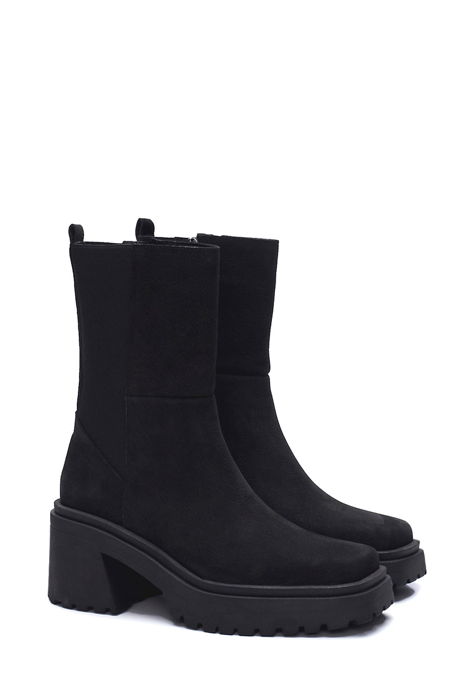 Women's Leather Nubuck Heeled Boots
