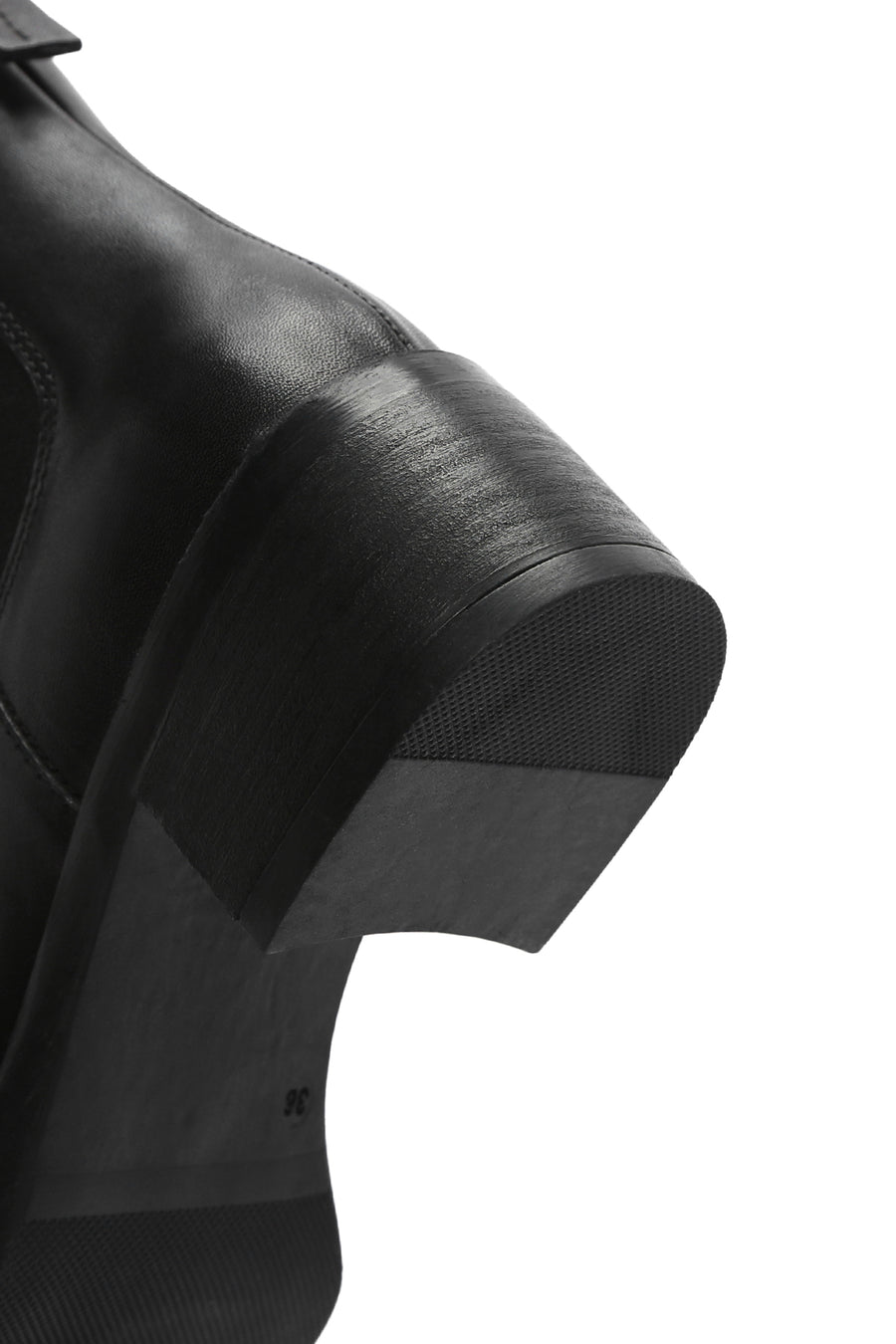 Women's Black Thick Heeled Leather Chelsea Boots