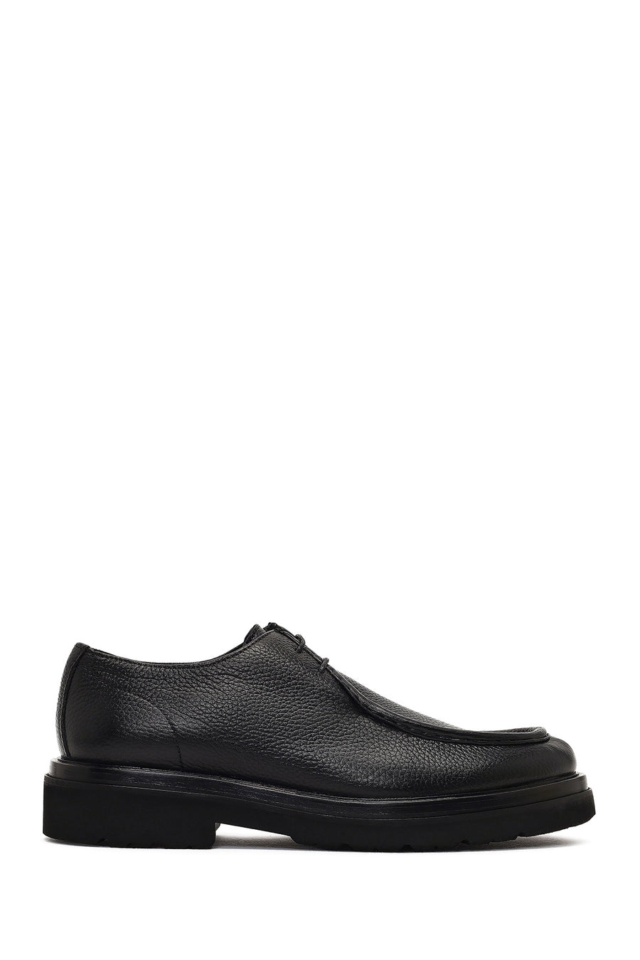 Male Black Lace-Up Thick-Soled Leather Casual Shoes WM820001DF | Derimod