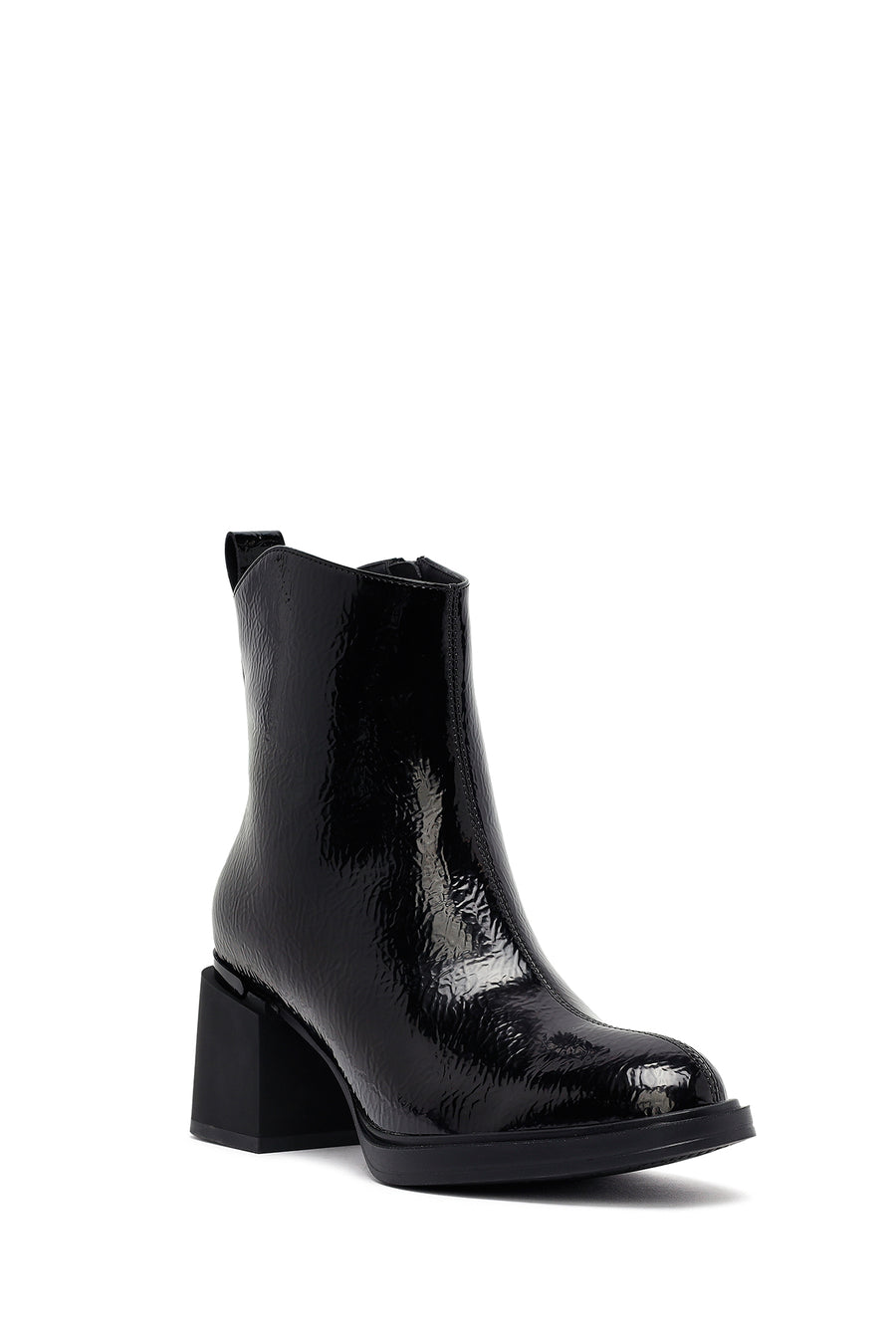 Woman Black Zip Closure Chunky-Heeled Boots