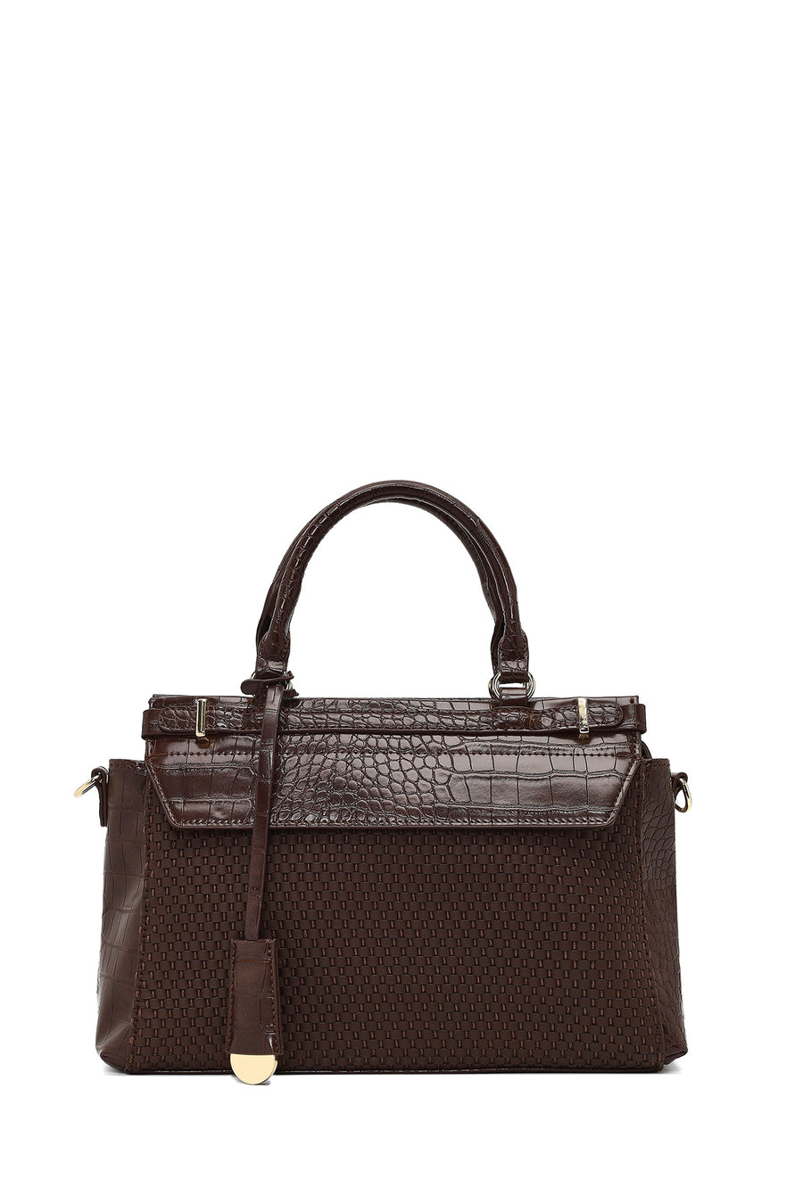 Women's Brown Long Strap Patterned Shoulder Bag