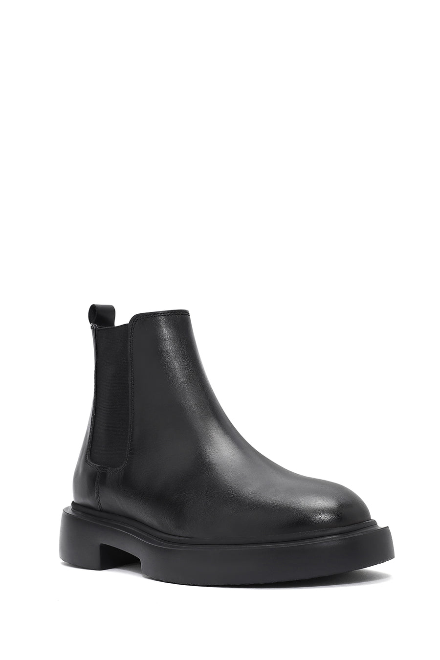 Male Black Thick-Soled Leather Chelsea Boots