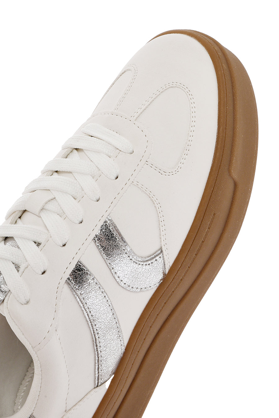 Women's White Lace-Up Thick Soled Sneaker