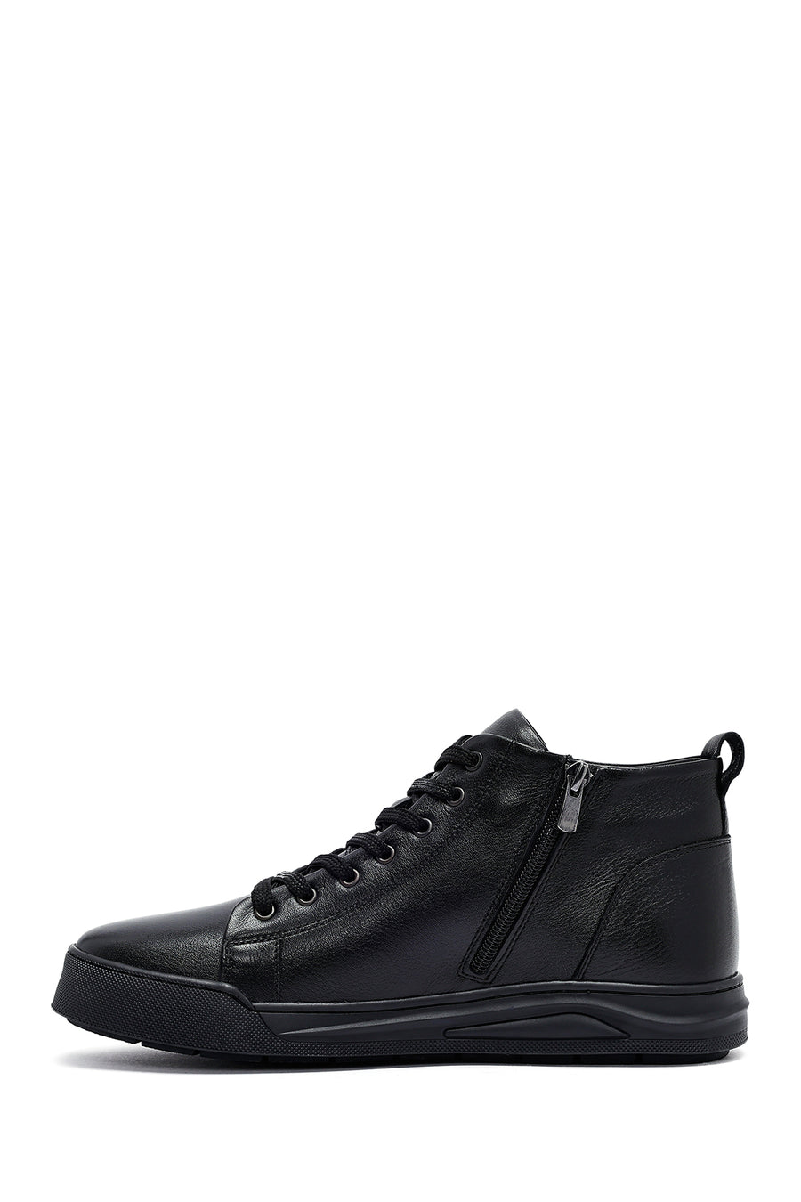 Male Black Zip Closure Leather Sport Boots