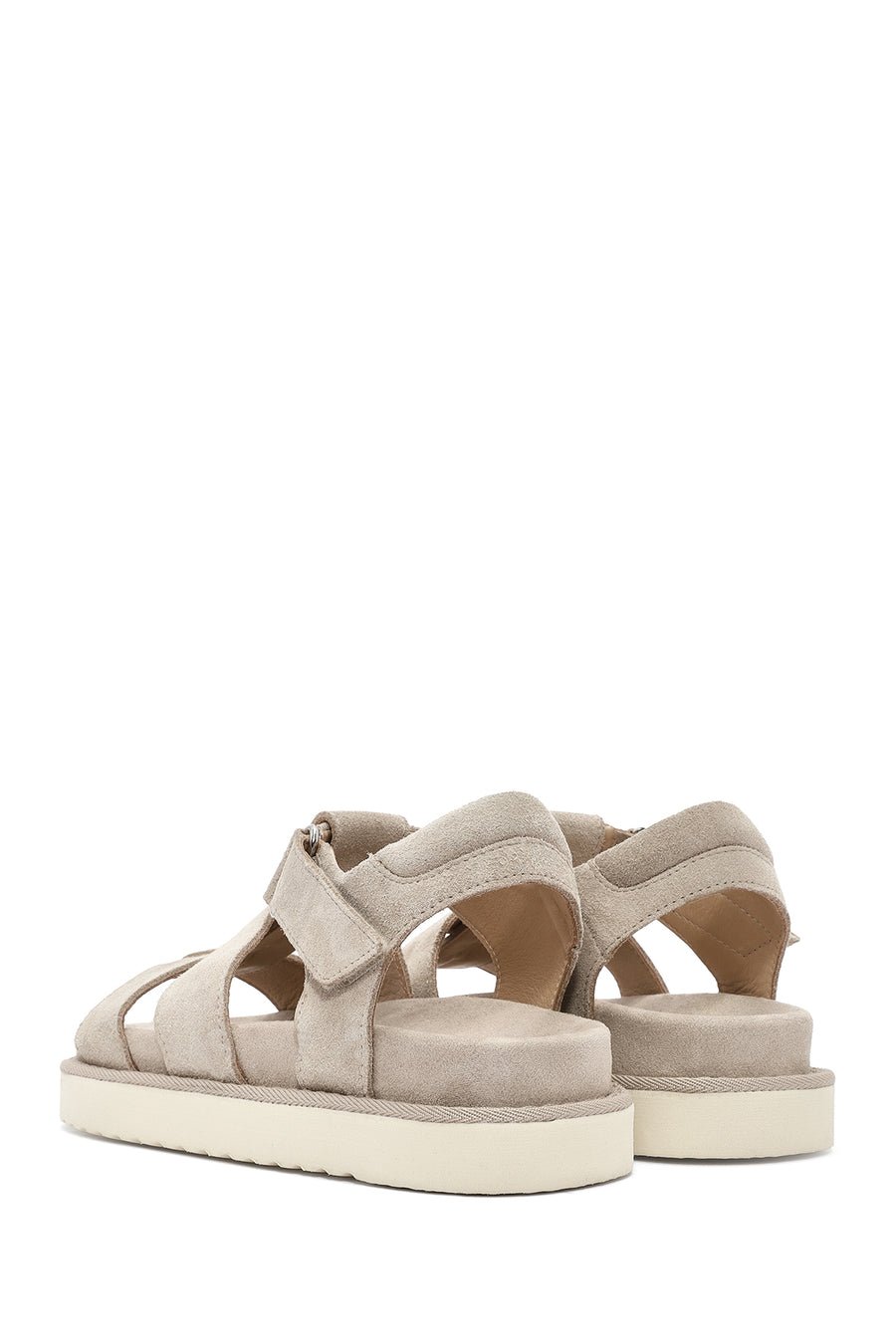 Women's Cream Thick Soled Suede Leather Sandals