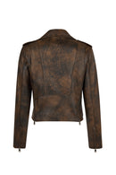 Newage Woman Brown Slim-Fit Biker Leather Jacket | Derimod