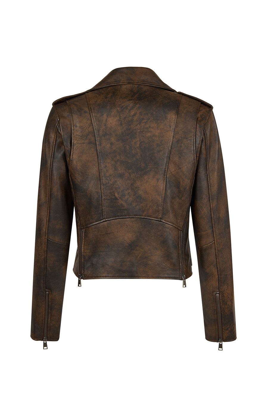 Newage Woman Brown Slim-Fit Biker Leather Jacket