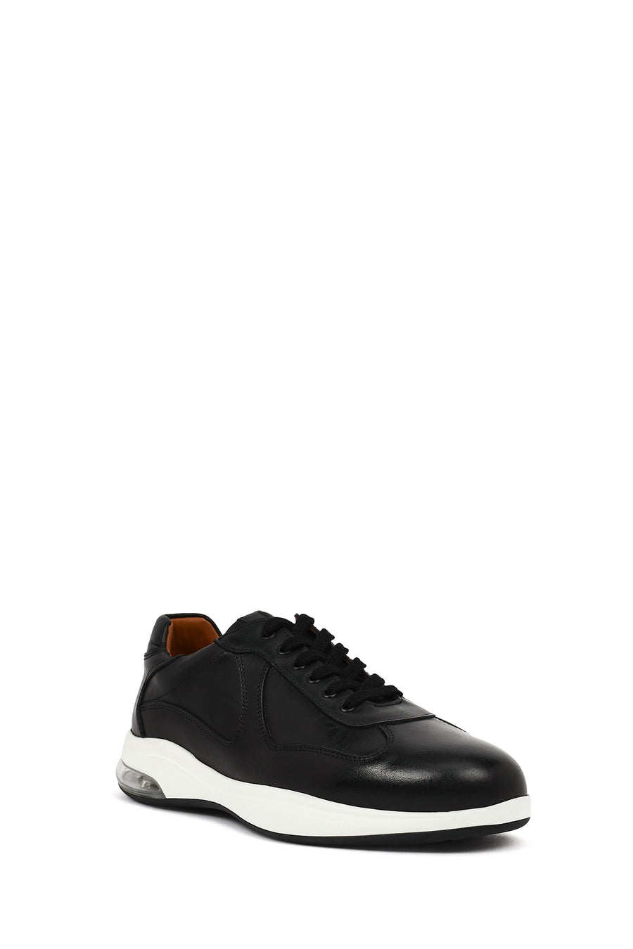 Erkek Siyah Bağcıklı Deri Casual Sneaker
