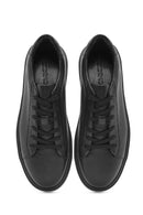 Erkek Siyah Bağcıklı Deri Sneaker | Derimod