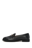 Women's Black Buckle Leather Loafer | Derimod