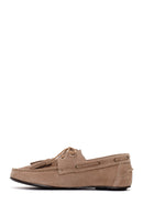 Woman Mink Tasselled Suede Leather Loafer | Derimod