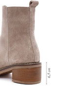 Woman Mink Suede Chunky Heel with Zipper Leather Boat | Derimod