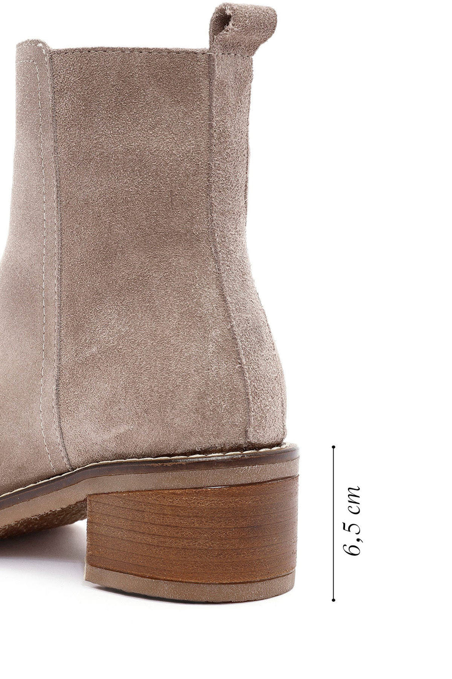 Woman Mink Suede Chunky Heel with Zipper Leather Boat