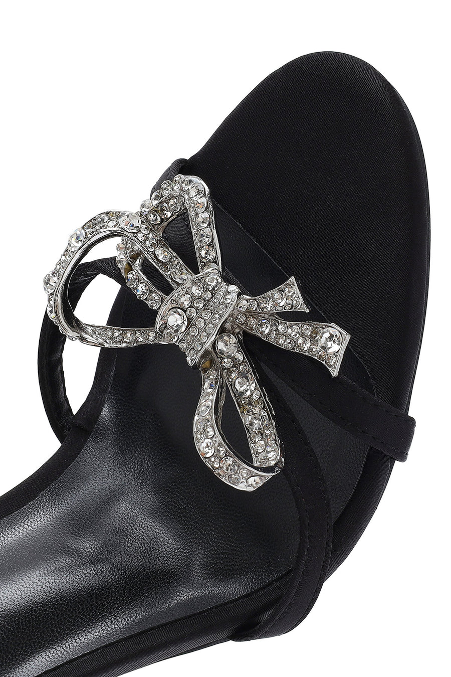 Women's Black Ankle Strap Stone High Thin Heel Shoes
