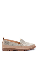Women's Leather Glitter Detailed Loafer | Derimod